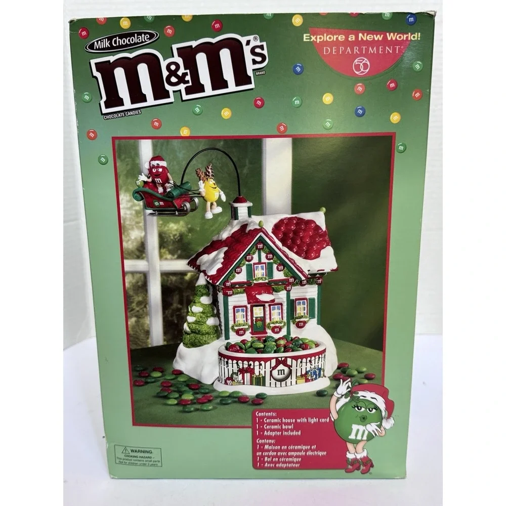 *VERY RARE!* NEW IN BOX! Department 56 - M&M's‎ Lighted Santa House! Impossible